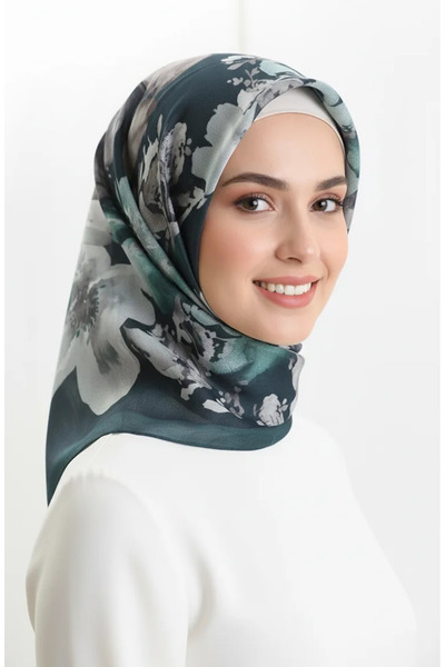 sefamerve Шарф з візерунком з бурштину 70325-03 Смарагдово-зелений