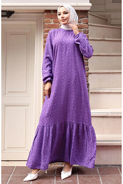 sefamerve فستان منقوش بمقبض من قماش الفسكوز 2015-04 أرجواني