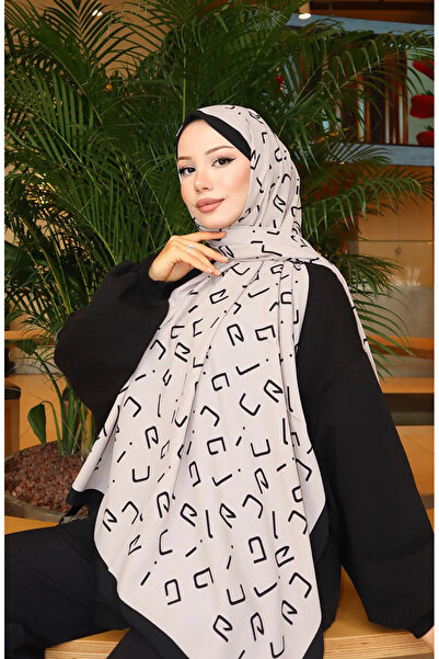 sefamerve Κασκόλ Κάπρι με Σχέδιο 70350-01 Μαύρο Βιζόν