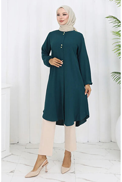 sefamerve Aerobin Tunika s knoflíkovým detailem 0175-05 Smaragdově zelená