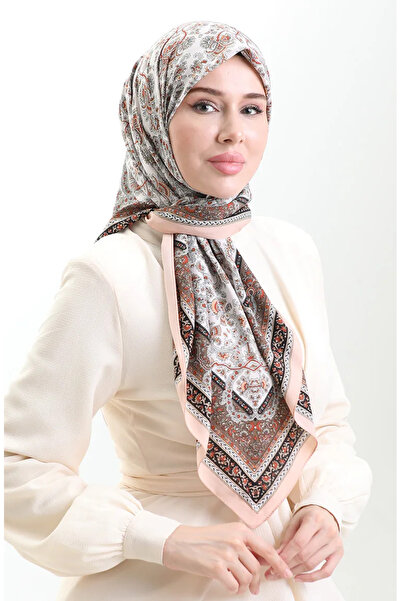 sefamerve Κασκόλ Cupra με σχέδιο Karaca 81088-03 Ροζ Μαύρο