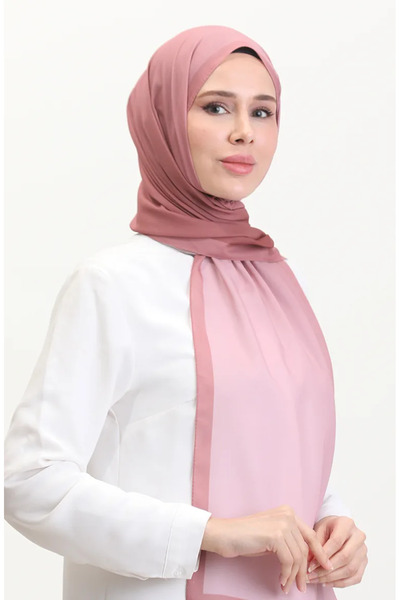 sefamerve Ψηφιακό σάλι σιφόν 70262-04 Σκούρο καφέ