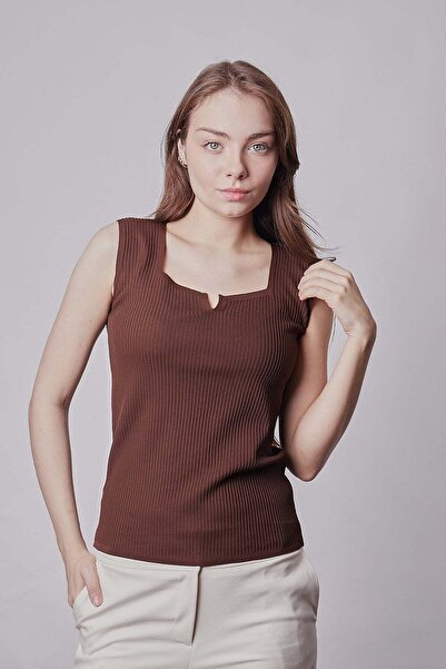 Jument Women's Stretch Fabric Stretchy Knitwear Square Neck Ribbed Knit Body ...