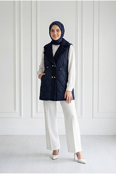 BENAHOLL Φουσκωτό γιλέκο με μοτίβο μπακλαβά Esila-EN2192 Navy Blue