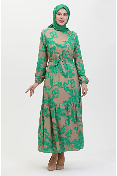 sefamerve Φόρεμα με φούστα με πράσινο σχέδιο - 0451-01