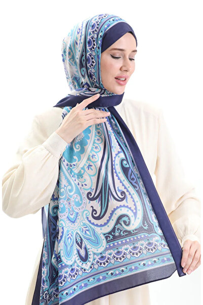 sefamerve Μαλακό Σάλι με Έθνικ Σχέδιο 70295-08 Μπλε Σκούρο Μπλε