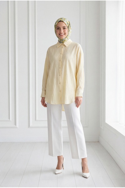 BENAHOLL Γυναικείο πουκάμισο oversize από μείγμα λινών με ρίγες Çiğdem-ZN1174...