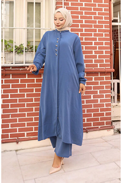 sefamerve Aerobin fabric tunic pants double set 2103-01 indigo
