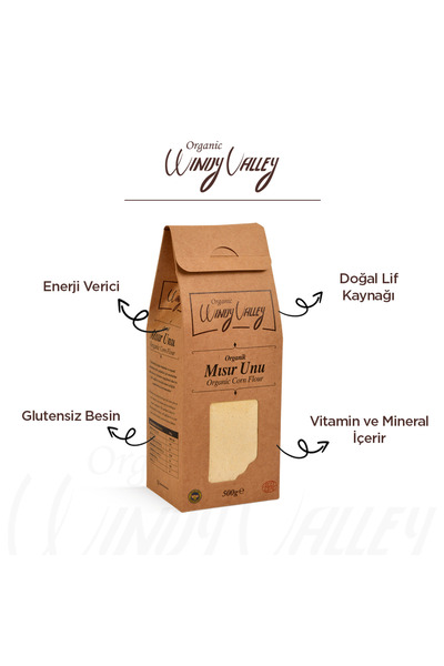 Organic Windy Valley Organik Mısır Unu 500 gr Doğal Katkısız Yerli Üretim