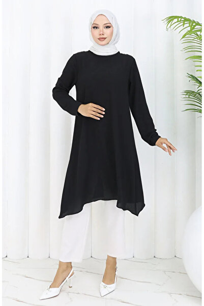 sefamerve Asimetrik Prenses Tunik 4101-04 Siyah