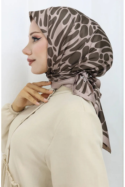 sefamerve Dijital Rayon Eşarp 70302-14 Kahverengi