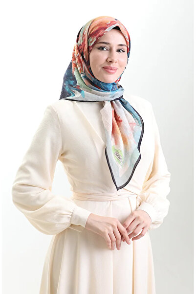 sefamerve Eșarfă din fibre naturale cu model Karaca 82016-12 Albastru închis ...