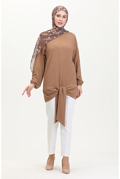 sefamerve Mink Tunic 1020-04 - Belted