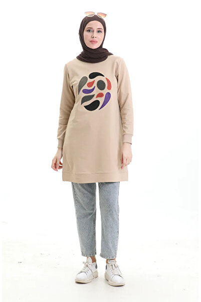 sefamerve Рибана с разрез и арабески туника 9117-05 Визон