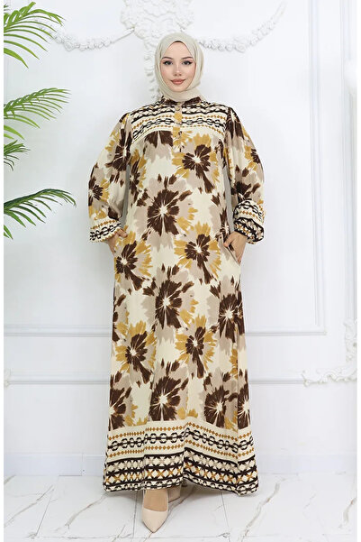 sefamerve فستان بأزرار من قماش المنك الأبيض 2001-01