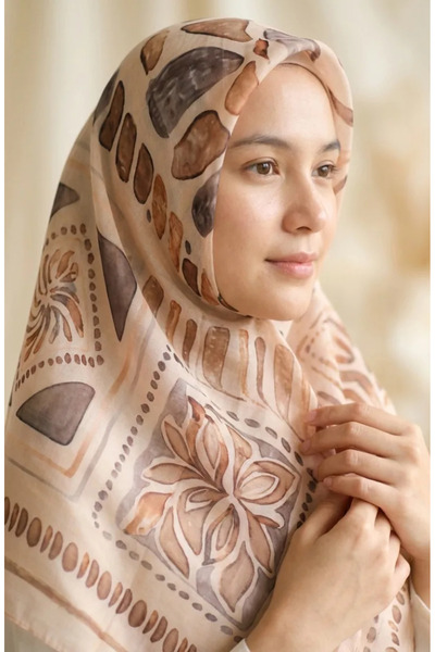 sefamerve وشاح منقوش بالكركميل 70326-10 سلمون فاتح