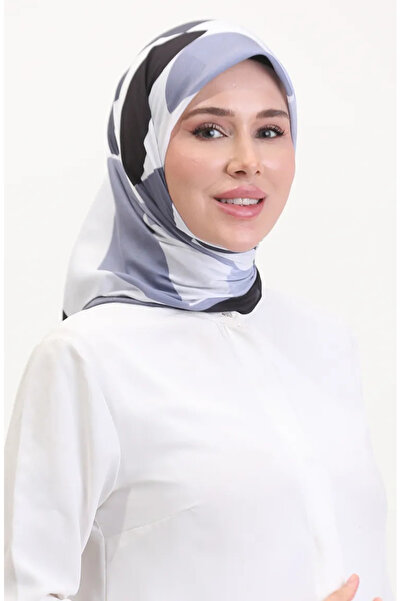 sefamerve Μαλακό κασκόλ με σχέδιο 70246-03 Μαύρο Γκρι