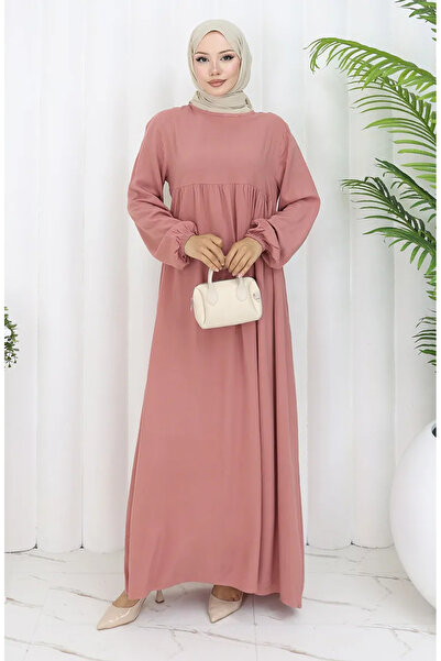 sefamerve Φόρεμα με πλισέ μέση 4102-06 Κρεμμυδόδερμα