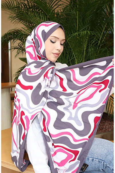 sefamerve Σάλι Κάπρι με σχέδιο 70352-01 Γκρι ροζ