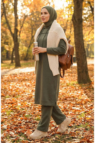 sefamerve Khaki tepláková souprava - dvouvláknová, model 3034-12