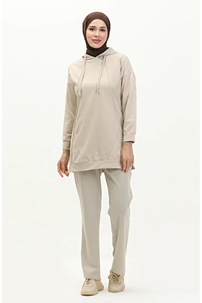 sefamerve Çıma Detaylı Eşofman Takım 3039-07 Bej