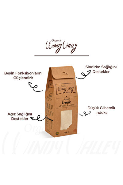Organic Windy Valley Organik Irmik ince Öğütülmüş 500 GR, Doğal, Katkısız, Ye...