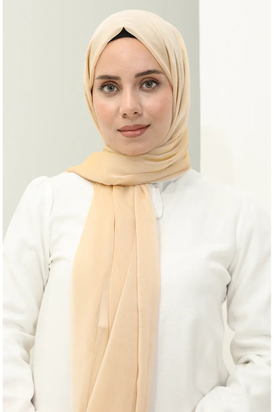 sefamerve Айміна Джанджан Шифон Шаль - 7586-11 Темно-бежевий