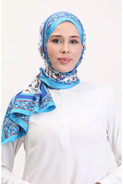 sefamerve Οθωμανικό σάλι 70251-04 Μπλε Σαξ