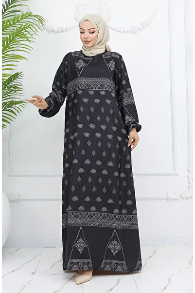 sefamerve Φόρεμα Tuğra με λεπτομέρεια με σχέδια 0039-03 Anthracite