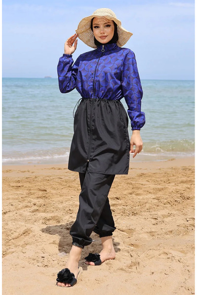 sefamerve ملابس السباحة المرنة من أبرار بيلي 5039-02 أزرق بلون الكوبالت