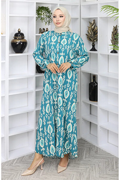 sefamerve فستان من قماش الفسكوز بأزرار 2050-01 بترولي