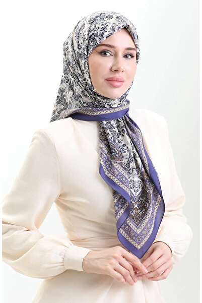 sefamerve Κασκόλ Cupra με σχέδιο Karaca 81088-07 Μωβ Κρεμ