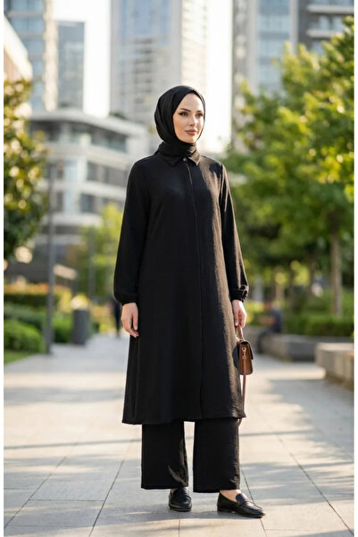 sefamerve Aerobin Υφασμάτινο Παντελόνι Τουνίκ Διπλό Σετ 4142-04 Μαύρο