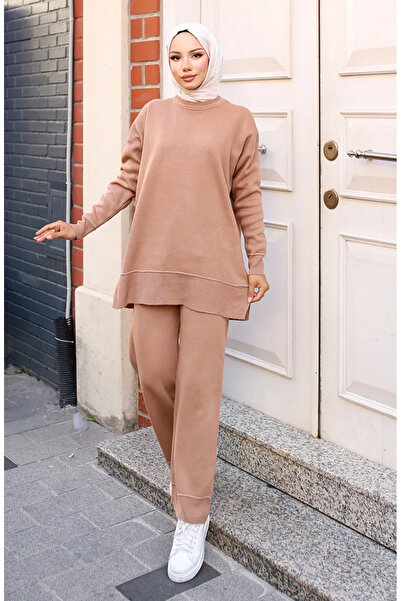 sefamerve Σετ πλεκτά Mink - Ριγέ και ριγέ, Μοντέλο 3085-02