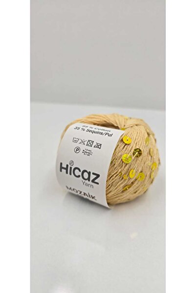 HİCAZ YARN %100 COTTON(PAMUK) SARI, 3-6 MM PULLU ÖRGÜ &ÇANTA İPİ . YUMAKLAR 5...