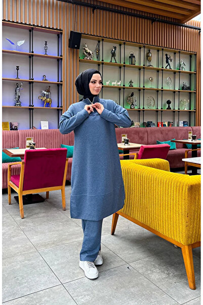 sefamerve iki İplik Fermuarlı Eşofman Takım 3062-08 İndigo