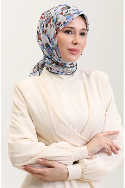 sefamerve Блакитна бавовняна хустка з візерунком 2073-02