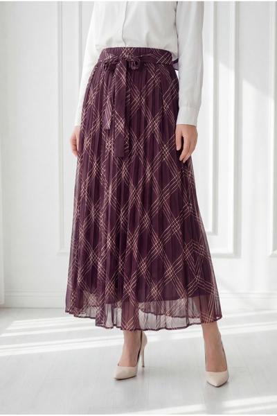 BENAHOLL Φούστα σιφόν με μοντέρνο μίνιμαλ σχέδιο-ΜΠΝ4649.1 Δαμασκηνί