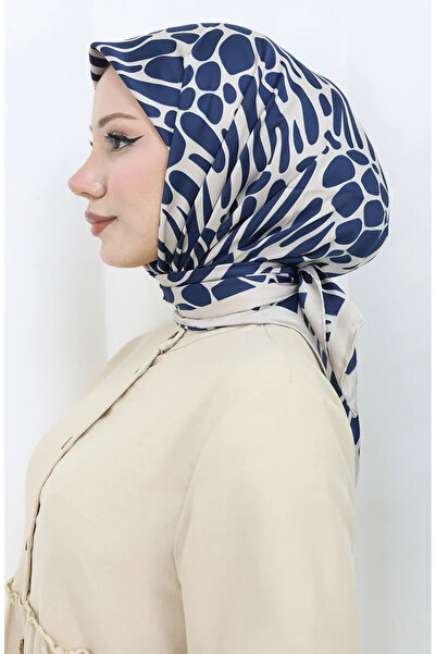 sefamerve Dijital Rayon Eşarp 70302-01 Lacivert Bej