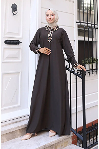 sefamerve فستان بنمط الفهد 0119-02 أنثراسايت