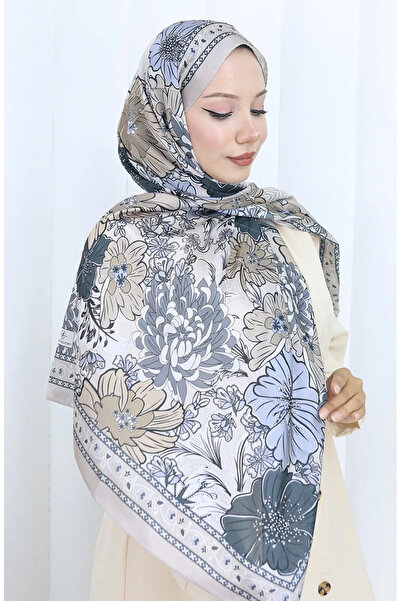 sefamerve Σάλι με σχέδιο λουλουδιών σαμπάνιας 70319-09 Μπεζ καπνιστό