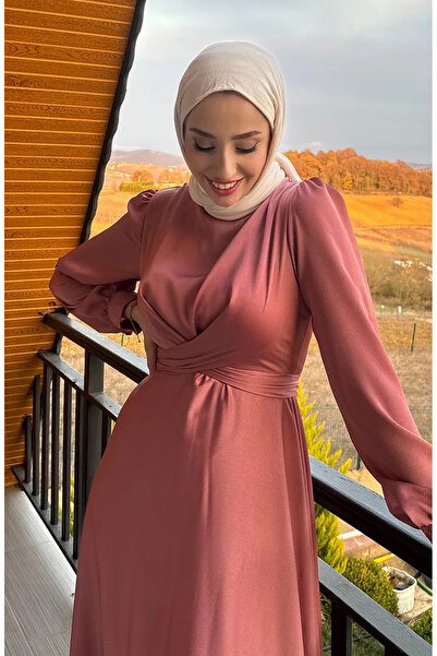 sefamerve Βραδινό φόρεμα Kobe Satin 5513-06 - Dusty Rose Halter Tie