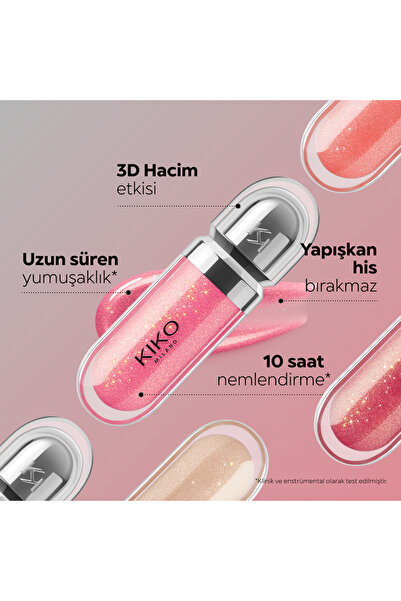 Kiko Dudak Parlatıcısı - 3D Hydra Lip Gloss - 10 Sparkling Strawberry - Besleyici ve Nemlendirici