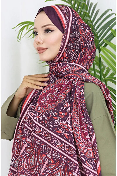 sefamerve Μαλακό σάλι με έθνικ σχέδιο 70312-10 Plum