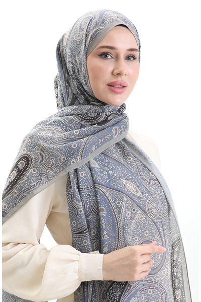 sefamerve Σάλι από βαμβάκι με σχέδιο Karaca 82001-08 Σκούρο Μπεζ Ινδικό