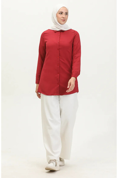 sefamerve Düğmeli Tunik 6111-06 Bordo