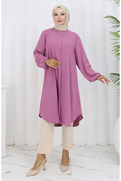 sefamerve Düğme Detaylı Aerobin Tunik 0175-06 Gül Kurusu