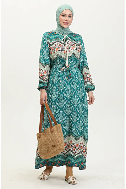 sefamerve Φόρεμα βισκόζης βενζίνης - 0418-04