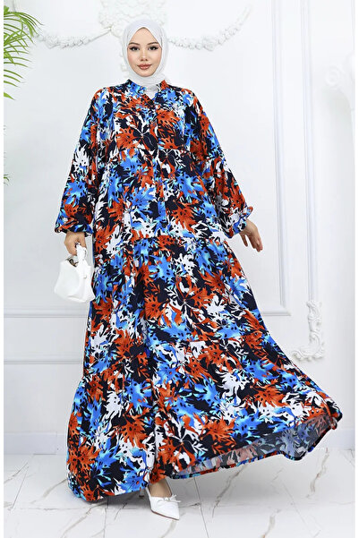 sefamerve Alaçatı Μοτίβα με κουμπιά φόρεμα Saks Tile Motifs 2021-01