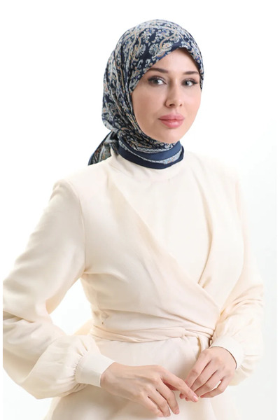 sefamerve Κασκόλ Cupra με σχέδιο Karaca 82014-10 Navy Blue